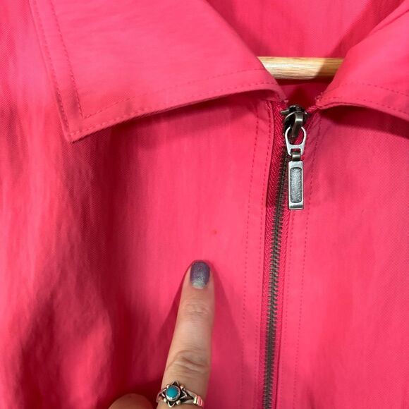 Chico's Vibrant Pink Jacket full zip 3/4 sleeve size 1 (medium 8-10) Barbie - Picture 5 of 9